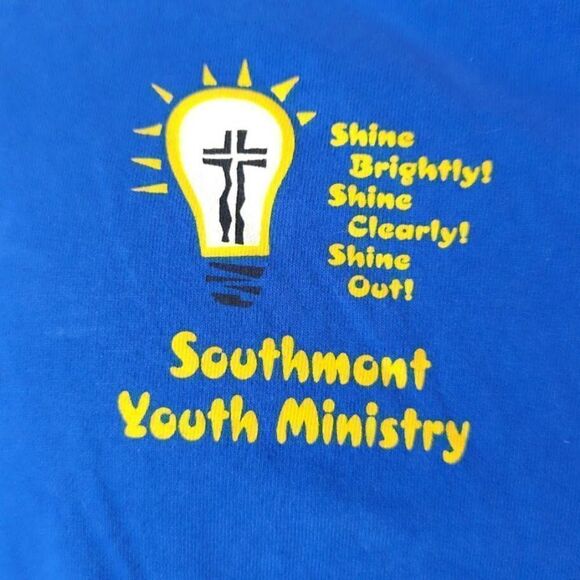 Vintage Christian T Shirt Mens Size Large Blue Let Your Light Shine Bible Verse - Picture 3 of 6